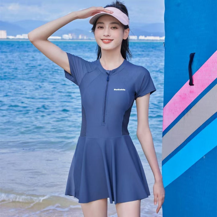 Wholesale New high-end one-piece flat corner fashionable skirt style conservative hot spring swimsuit