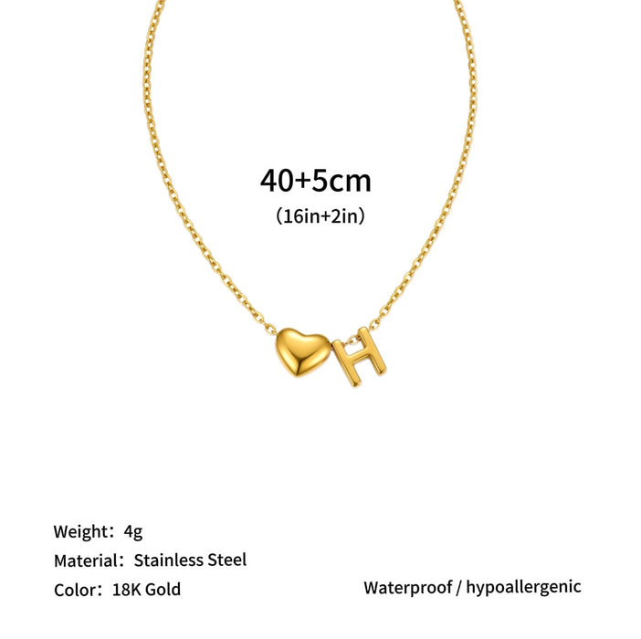 Wholesale Clavicle chain jewelry accessory 26 letter heart pendant titanium steel necklace