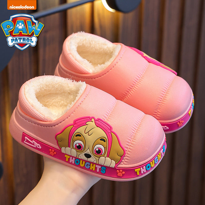 Wholesale Children's Cotton Slippers with Heels Warm and Plush Waterproof Furry Baby Cotton Shoes for Small and Medium-sized Children JDC-SP-Langd002