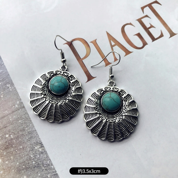 Wholesale Alloy Vintage Turquoise Ethnic Style Earrings JDC-ES-Luox009