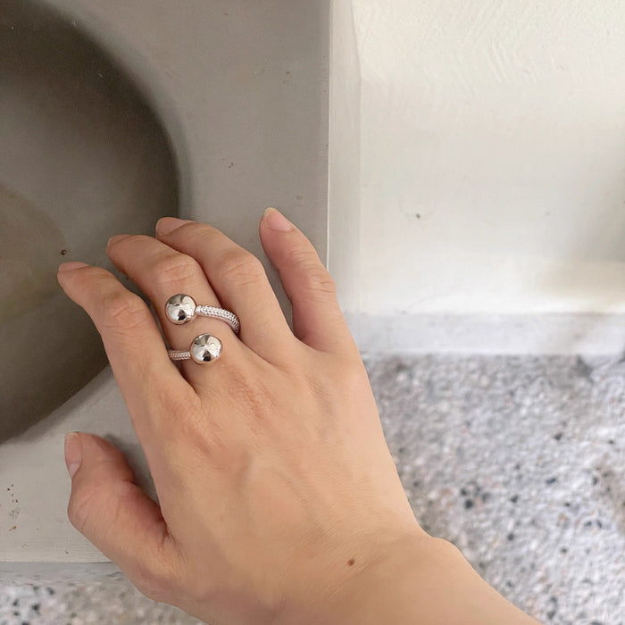 Wholesale  double ball woven ring female  open index finger ring