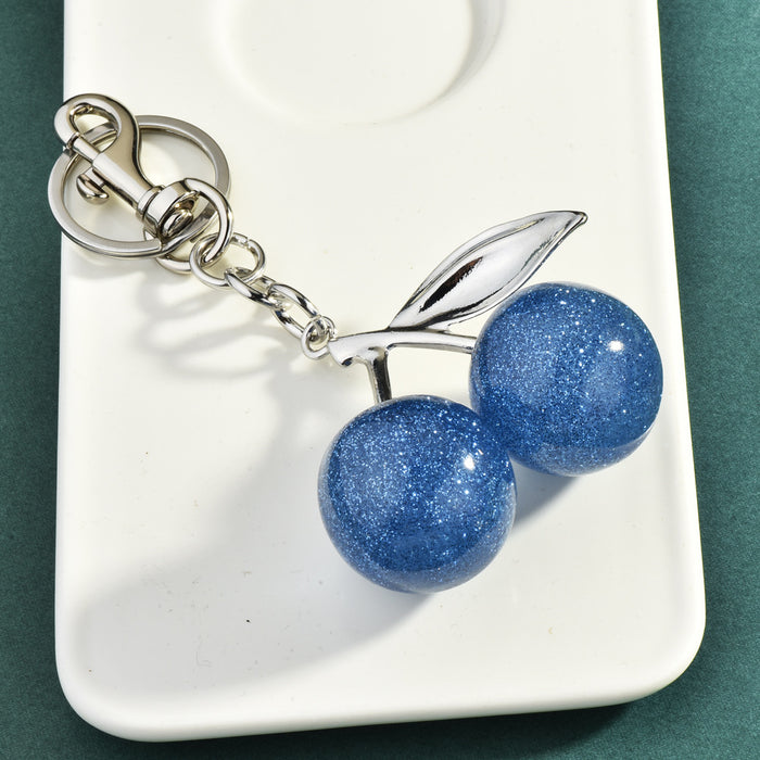 Wholesale Electroplated Metal Cherry Keychain Bag Charm Trendy Decorative Accessory
