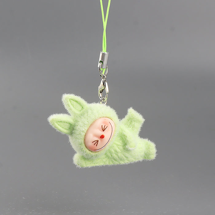 Wholesale Resin flocked side-lying yoga cartoon keychain