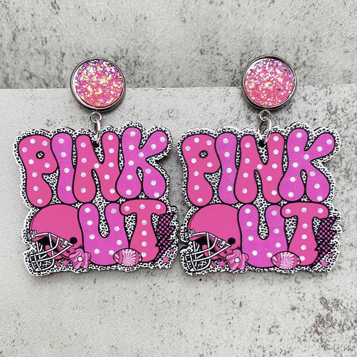 Wholesale Sports Theme Wooden Earrings Pink Wrist Rugby Game Day Earrings Valentine' s Day Gift