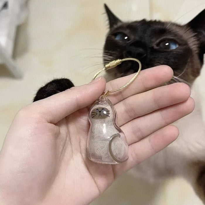 Wholesale High-Value Fur Ball Pendant Pet Hair Storage Cat Transparent Shell Keychain
