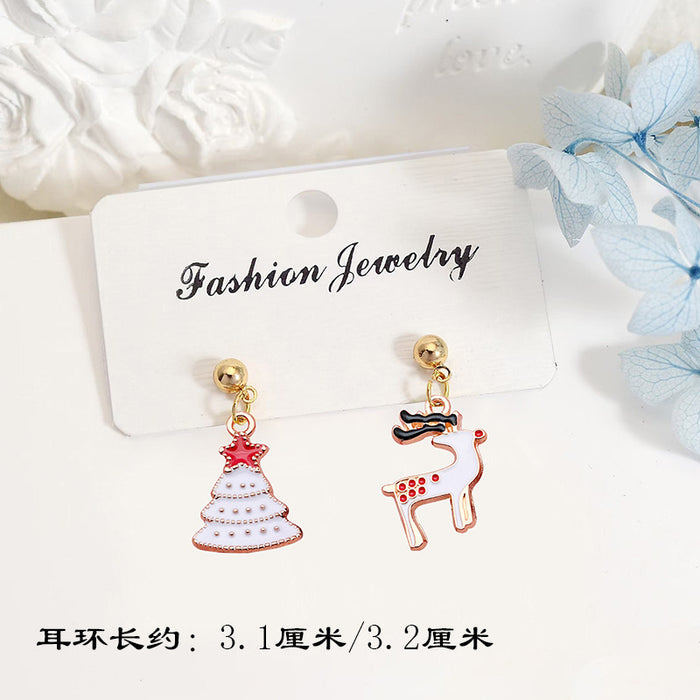 Wholesale S925 Silver Post Christmas Earrings Santa Deer Snowflake Studs for Women Party Gift Fashion Accessory