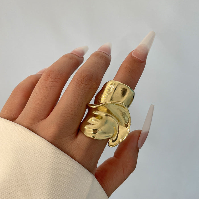 Wholesale Jewelry irregular smooth twisted ring, water droplet alloy wrinkled ring