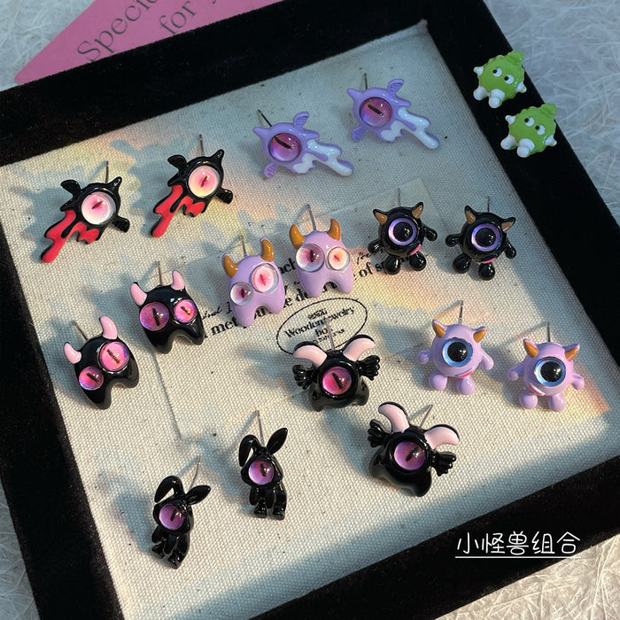 Wholesale Heterochromatic Monster Alloy Earrings JDC-ES-Shuangx011