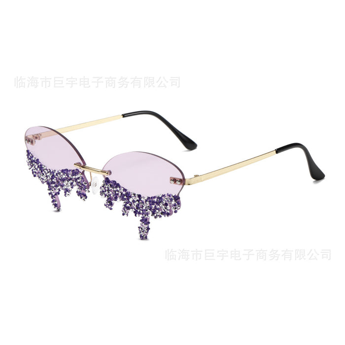 Wholesale Angel tears frameless sunglasses, personalized diamond studded sunglasses