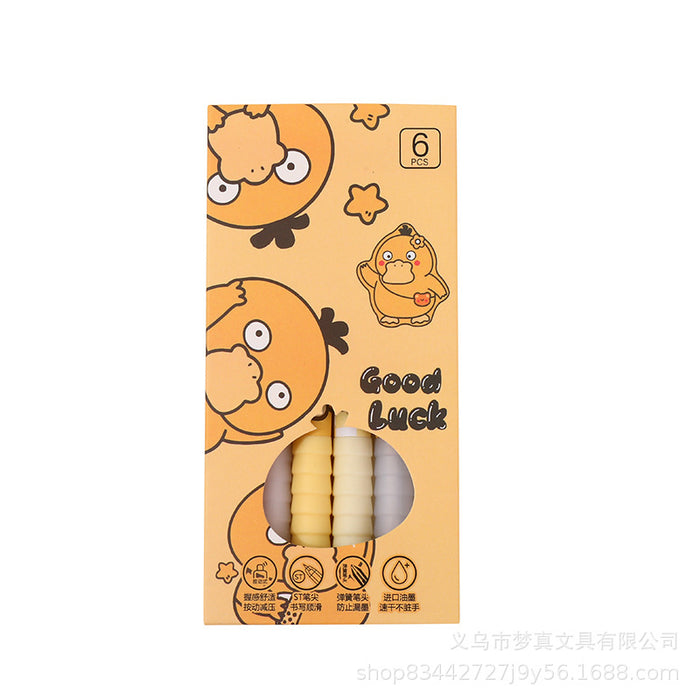 Wholesale 6pcs Cartoon neutral pen soft grip examination pen click pen signature pen