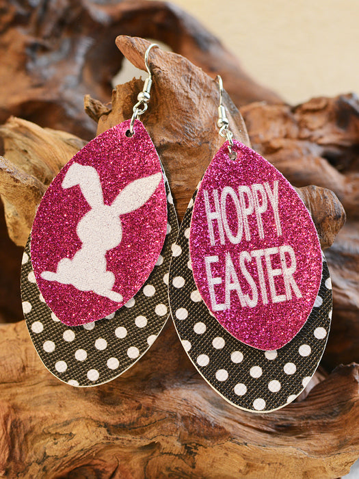 Wholesale Easter Rabbit Gretel Multi layer Leather Earrings JDC-ES-ChenC015
