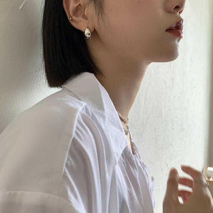 Wholesale Silver needle earrings, simple personality, cold and feng shui drop earrings, round circle earrings