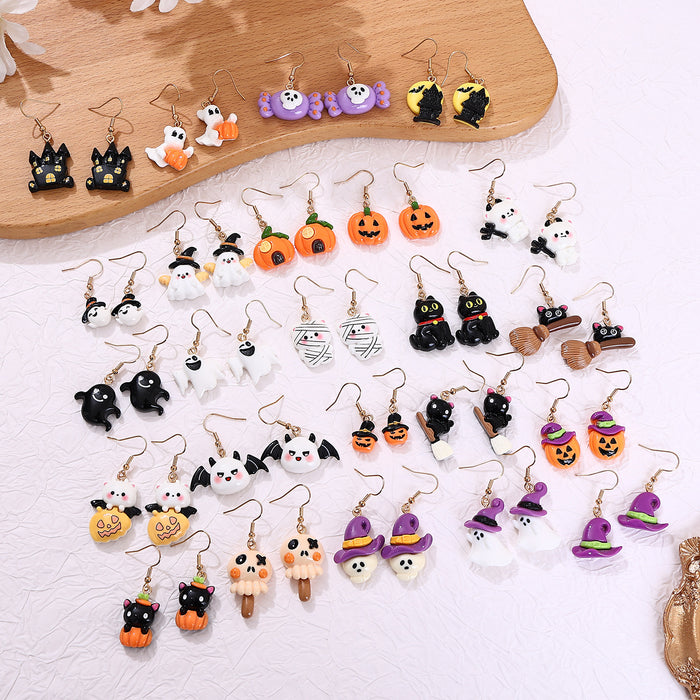 Wholesale  series witch,  pumpkin ghost bat and skull earrings