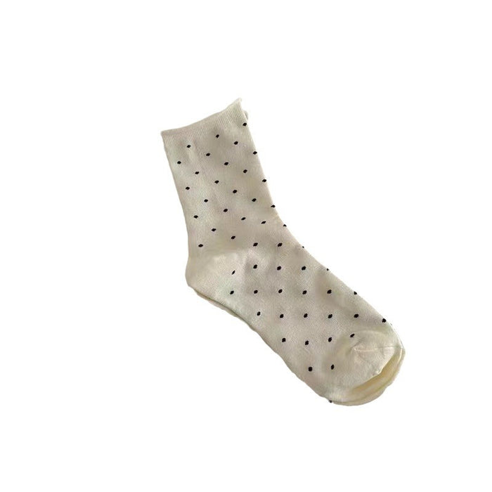 Wholesale Curled edge polka dot socks, mid tube socks, simple pile socks, long socks