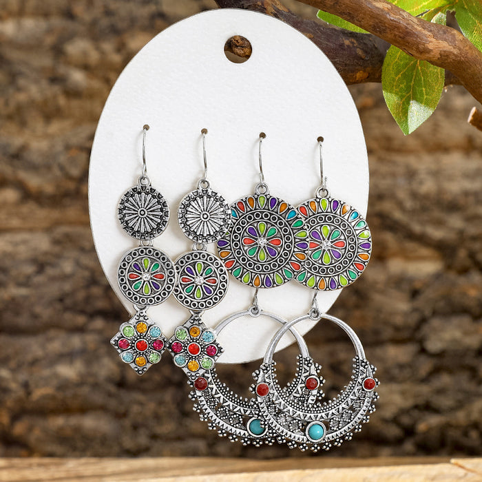 Wholesale Alloy Tassel Earring Set Retro Ethnic Style Bohemian Jewelry Accessory MOQ≥2