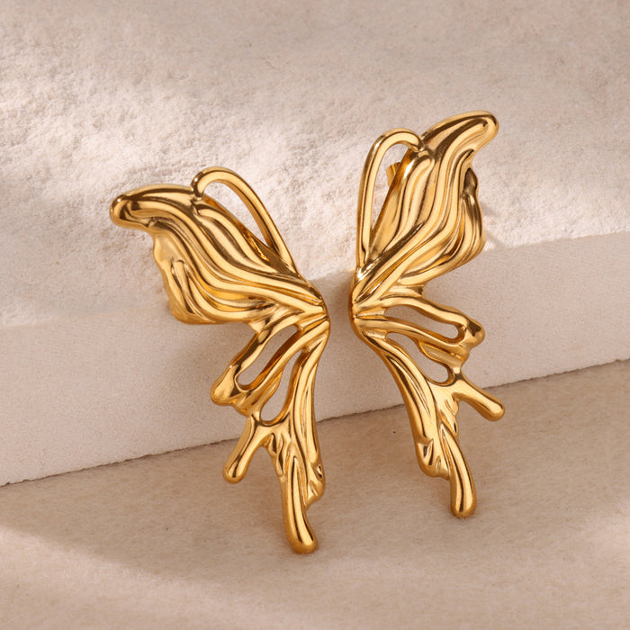 Wholesale Stainless steel 3D butterfly earrings with a stylish design