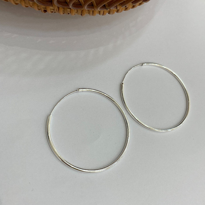 Wholesale  S925 sterling silver bold large circle plain ring earrings women's ear ring temperament ear ring earrings