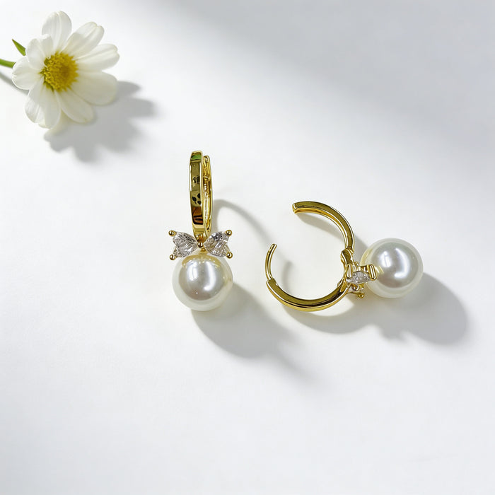 Wholesale Bow Pearl Hoop Earrings