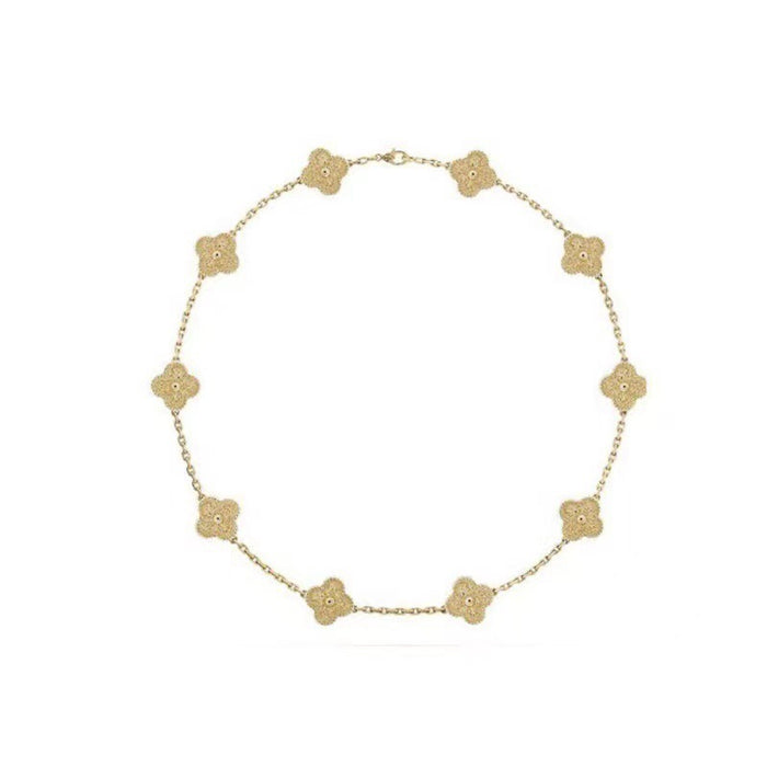 Wholesale Black agate ten flower necklace, double-sided clover collarbone chain