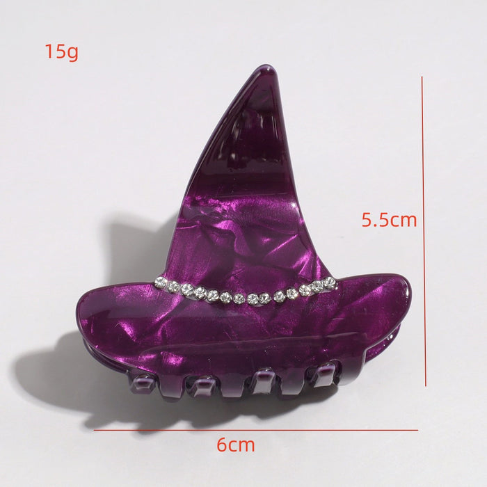 Wholesale Personalized  witch hat clip diamond magic hat ponytail clip funny back of the head hair shark clip