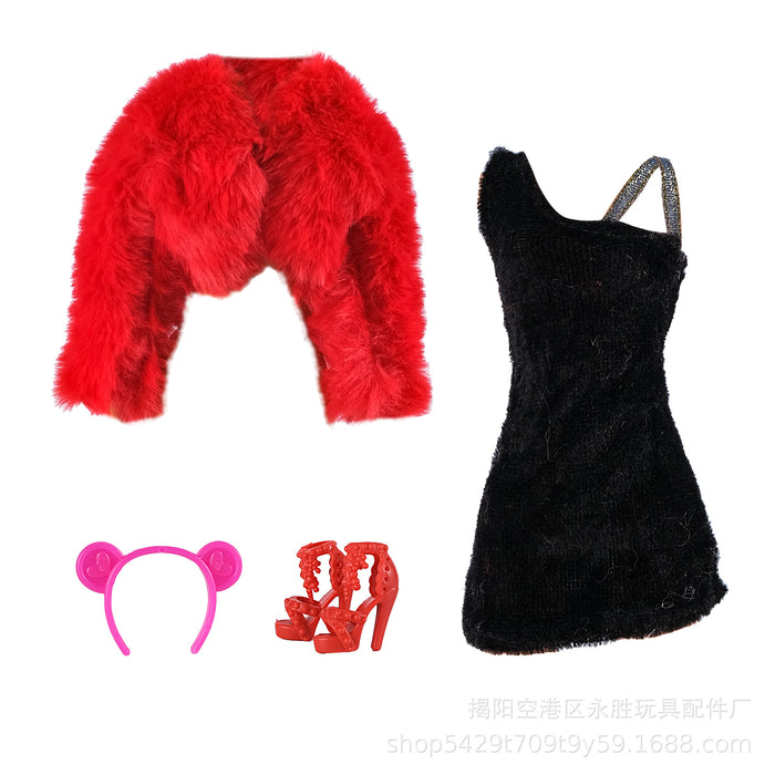 Wholesale  Doll fur plush coat skirt suit doll dress