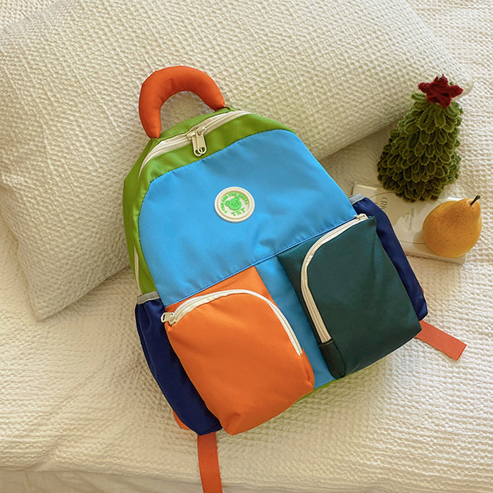 Wholesale Cute children's backpack, ultra light cartoon printed backpack, fashionable contrasting color backpack