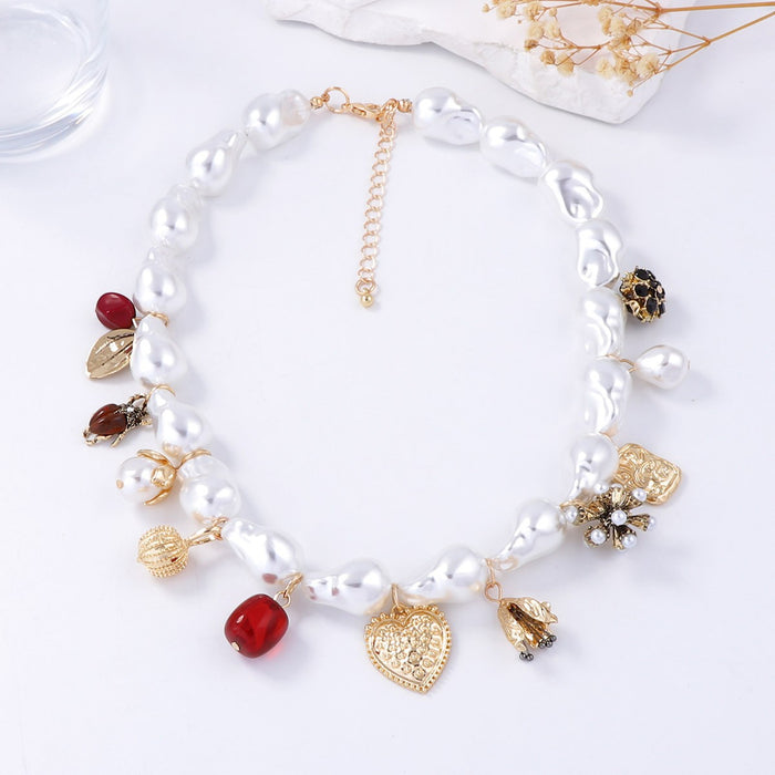 Wholesale Imitation Pearl Love Geometry Pendant Daily Wear Women Necklace