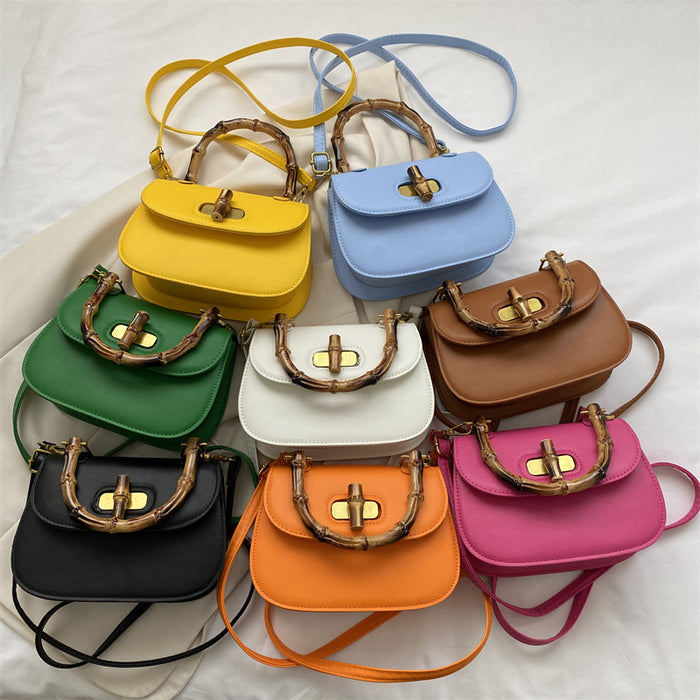 Wholesale Retro bamboo saddle bag, one shoulder crossbody handbag, fashionable, casual, and simple