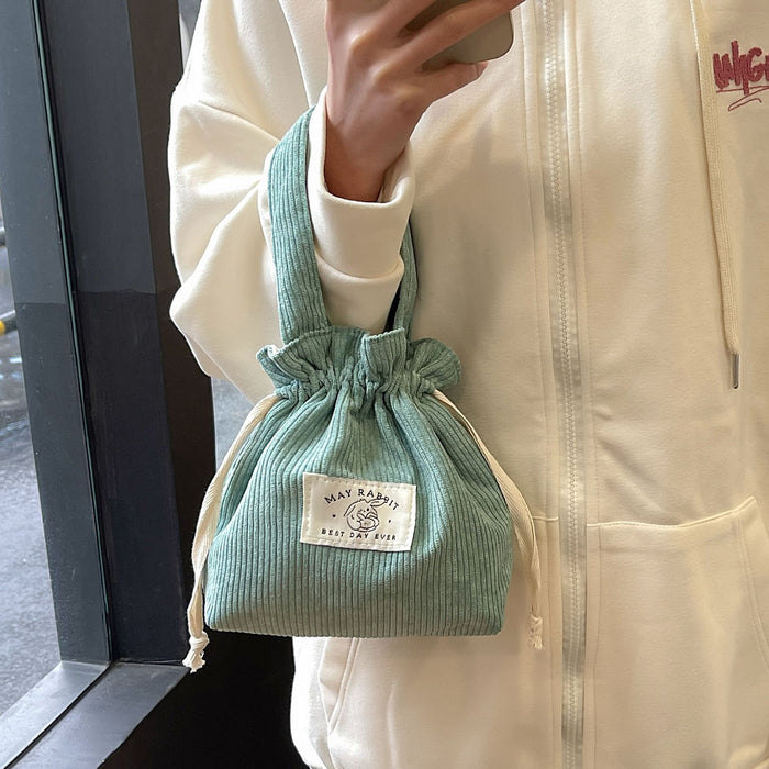 Wholesale Corduroy drawstring bag, large capacity handbag storage bag, canvas bag with hand tie pocket