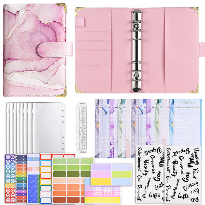 Wholesale Binder Zipper Bag Macaron Notebook Leather Pu Loose-Leaf Cash Budget Notebook