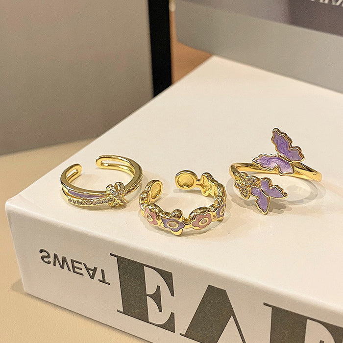 Wholesale Ring, light luxury, high-end, niche design, unique flower butterfly