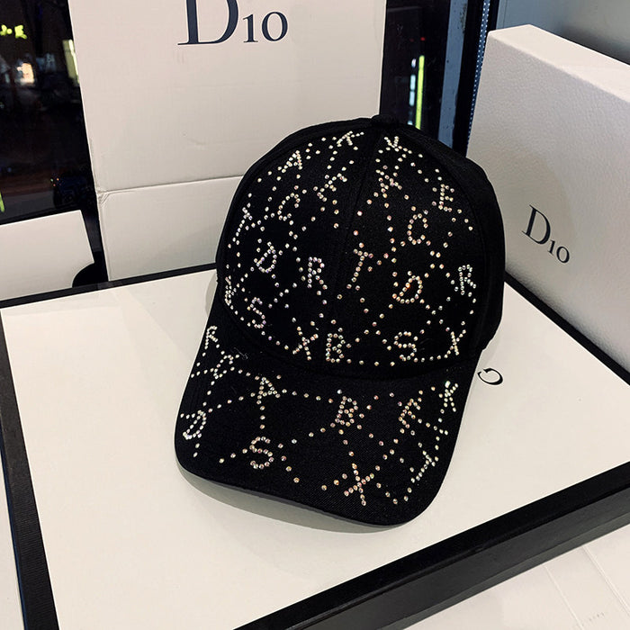 Wholesale New diamond studded hat, casual letter baseball cap, sun protection, duckbill cap