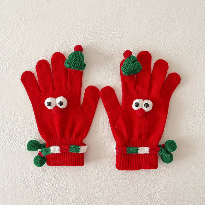 Wholesale Christmas gloves this year red children' s socks funny warm five-finger gloves