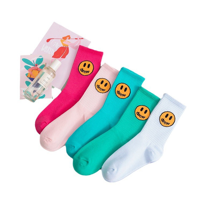 Wholesale Thin Summer Smiley Solid Color Cotton Socks JDC-SK-JiaY009