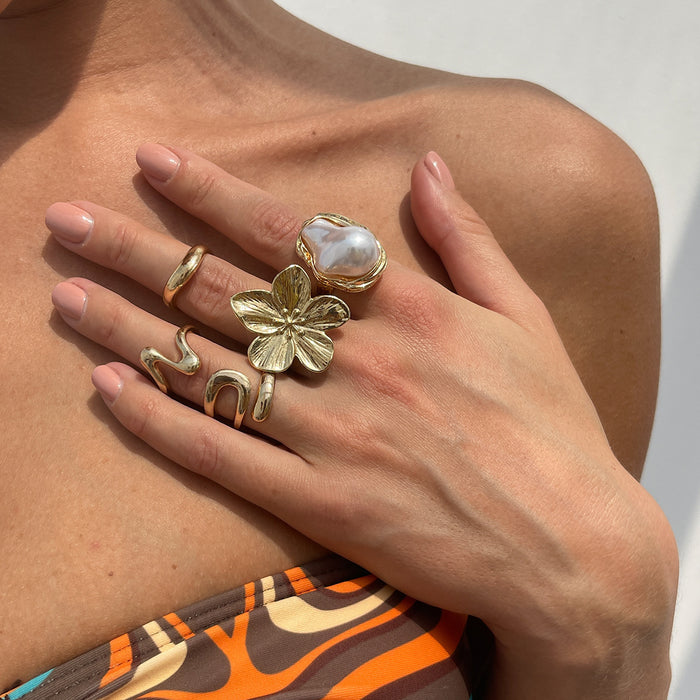 Wholesale Flower Set Ring Niche Design Open Ring Bracelet for Women