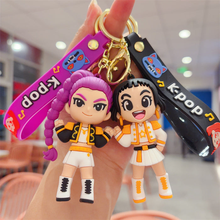 Wholesale Witch Hunter Group Keychain Pendant Purple Hair Bag Charm Trendy MOQ≥2