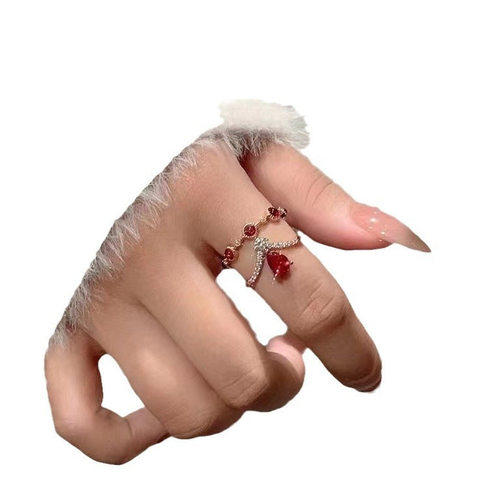 Wholesale Vintage exquisite micro inlaid zircon ring with a versatile temperament, layered ring, index finger ring