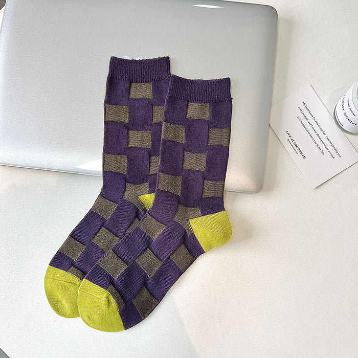 Wholesale New socks, retro mid tube double needle socks, stacked socks