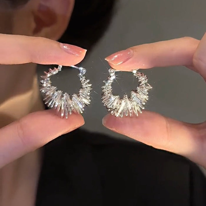 Wholesale Matte silver color winding metal earring