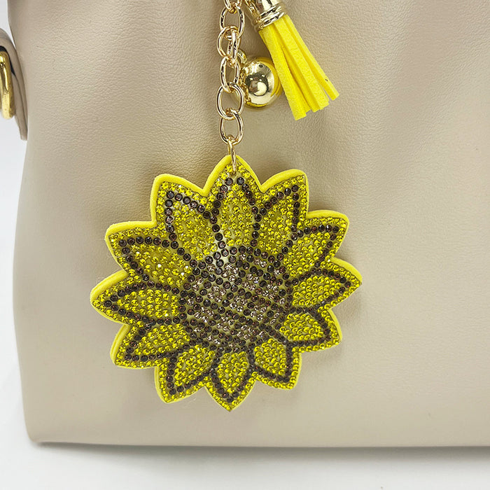 Wholesale Sunflower Keychain with Embedded Crystals