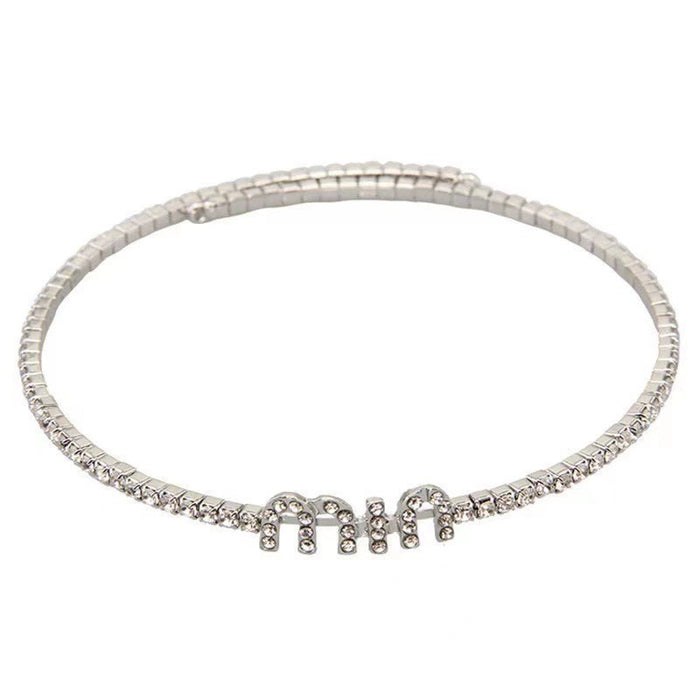 Wholesale Letter pendant necklace with rhinestones,  open-ended choker necklace