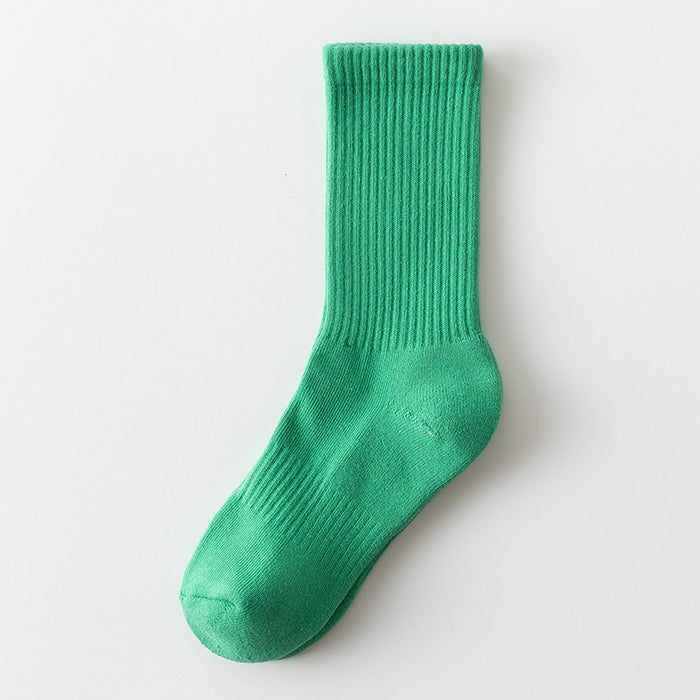 Wholesale Solid color high elastic looped socks for men and women, long socks for sports, cotton socks