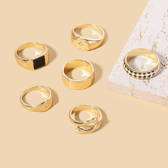 Wholesale Jewelry gold-plated alloy ring set, niche design, stacked ring, ring