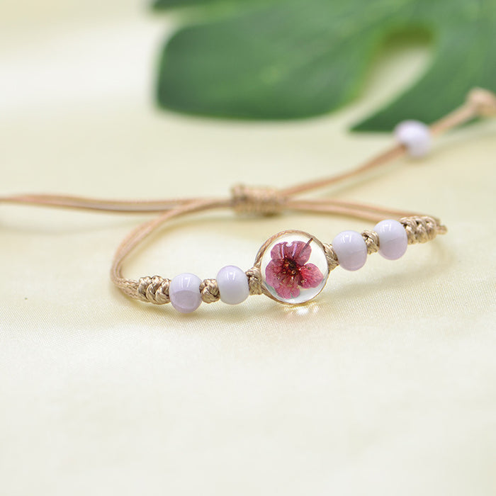 Wholesale Ball Dried Flower Plant Real Flower Bracelet