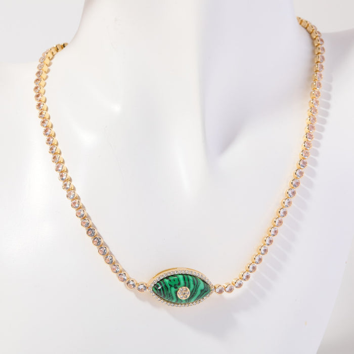 Wholesale Devil's Eye Zircon Necklace Pendant Gold Plated