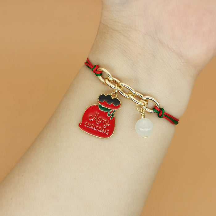 Wholesale Luminous Christmas Woven Bracelet Alloy  Tree Bell Snowflake Lucky Bag Luminous Hand Ornaments