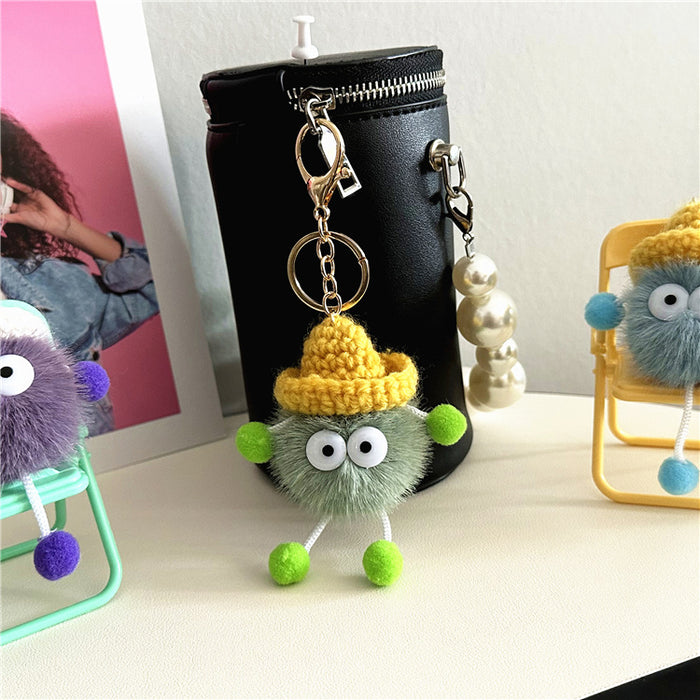 Wholesale Cute Little Briquettes Cartoon Car Keychain Plush Doll Doll Bag Pendant Accessories Gift