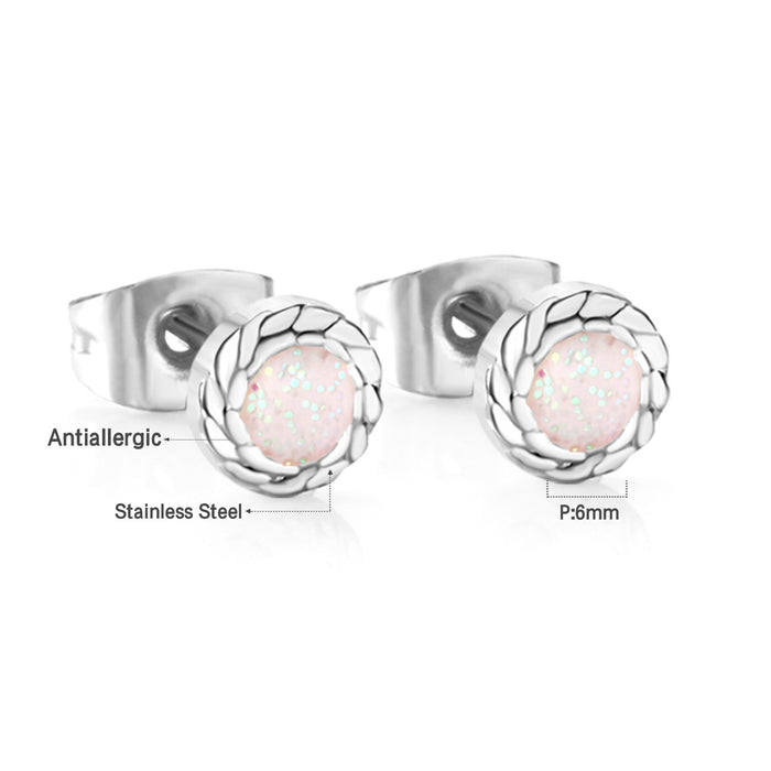 Wholesale Mixed-Color Glitter Powder Oil Earrings Sweet Earrings Stainless Steel Earrings