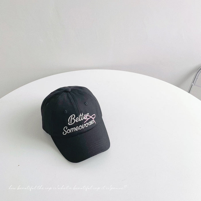 Wholesale Children's baseball cap, letter bow embroidery, baby sun protection, duck tongue cap