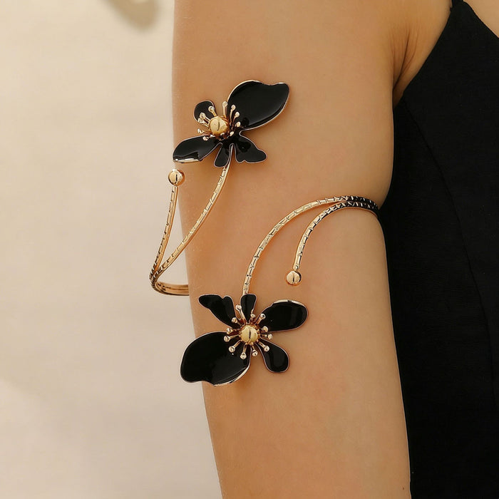 Wholesale Floral Open Cuff Bracelet Trendy Adjustable Arm Jewelry